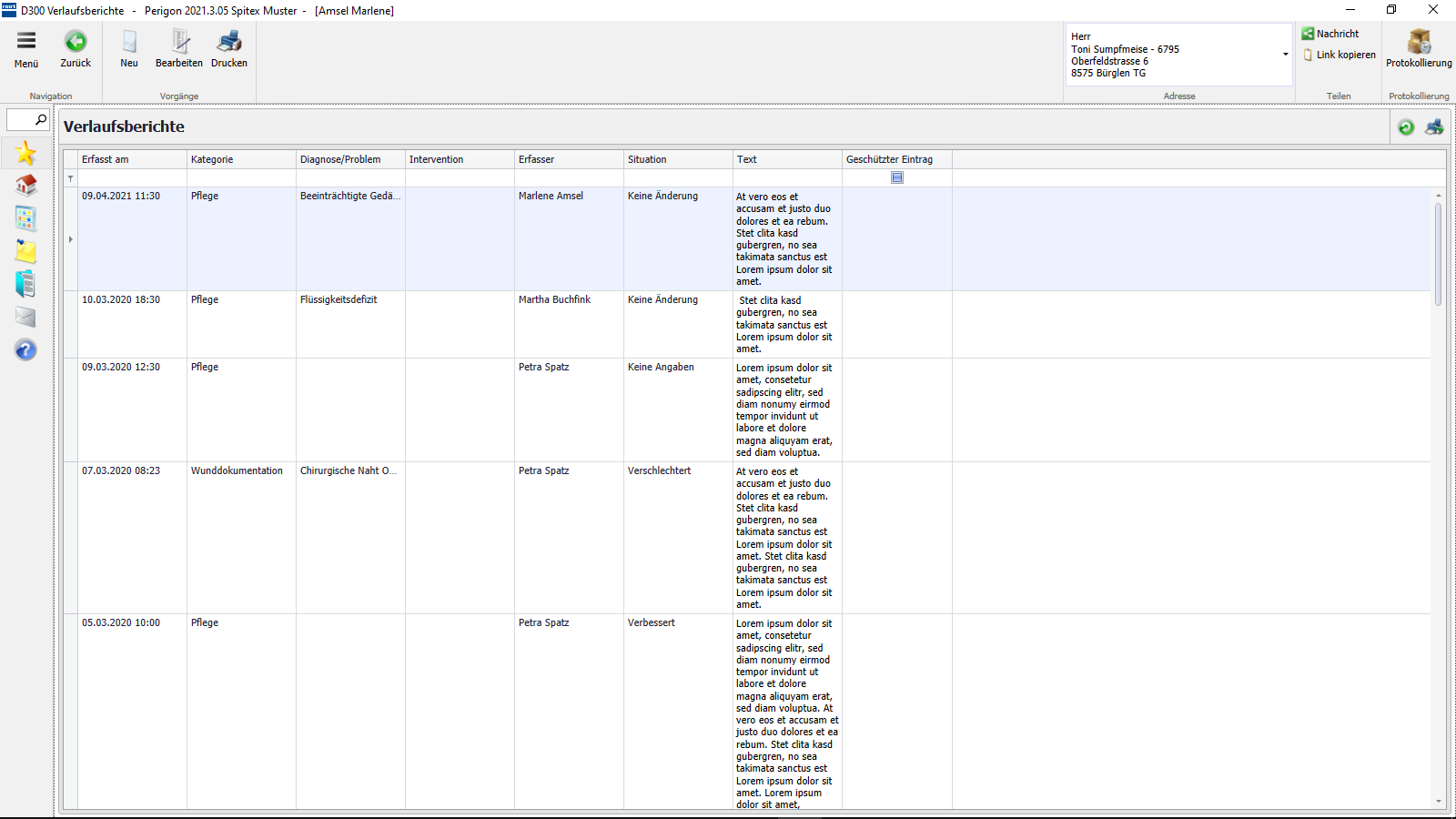 Übersicht Verlaufsberichte