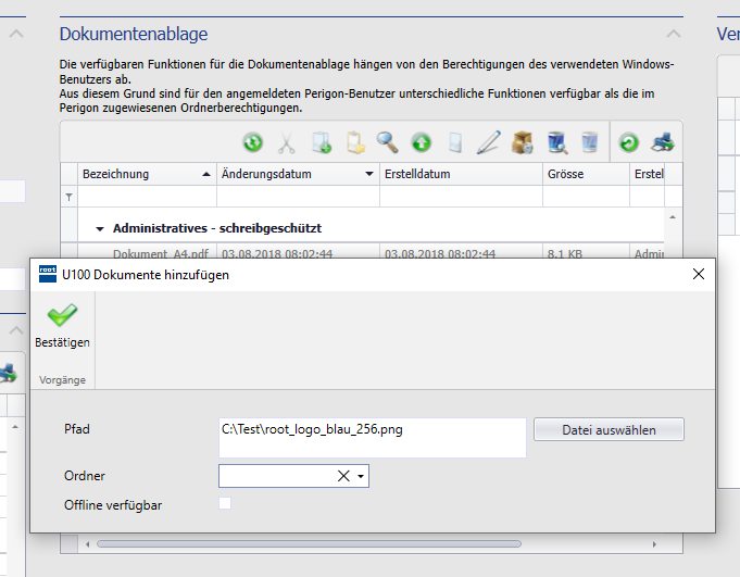 Dokumente hinzufügen