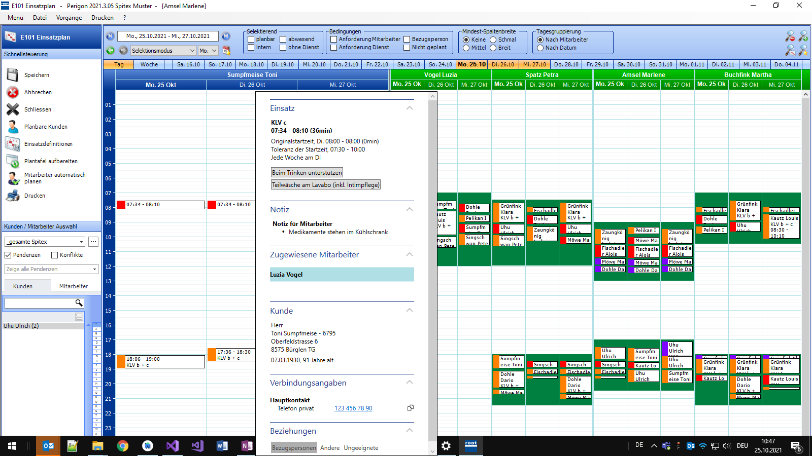 Einsatzplan mit Einsatzdetails